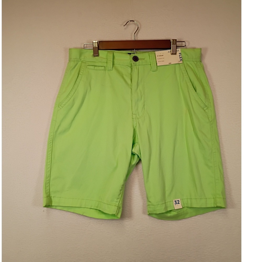 Summer Neon Arizona Jean Co Mens 32 Lime Green Flex Classic Fit Chino Shorts